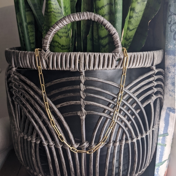 14K Gold Plated Paper Clip Chain Necklace |"Links and Relations" - Picture 3 of 6